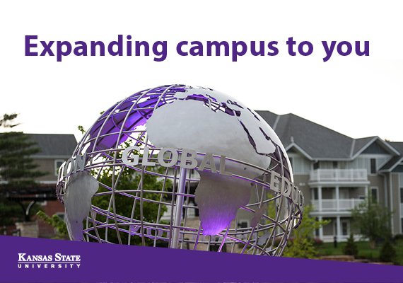 K-State Online globe sculpture